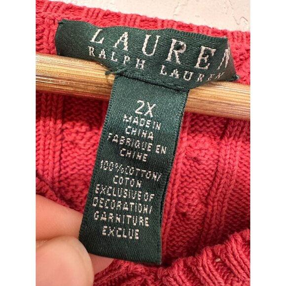 Lauren Ralph Lauren Woman Striped Fisherman Pullover Knit Sweater Sz 2X Nautical - Picture 2 of 11